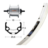 Rueda Delantera ZAC19 100mm Buje Dinamo Shimano DH3N20 Aluminio Negro/Plata