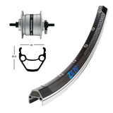 Rueda Delantera Exal ZX19 Eje Macizo Buje Dinamo Shimano DH3N30 Negro/Plata