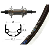 Rueda Trasera Winora Rígida ZAC 19 Eje Macizo 135mm 6/7v Negro/Plata